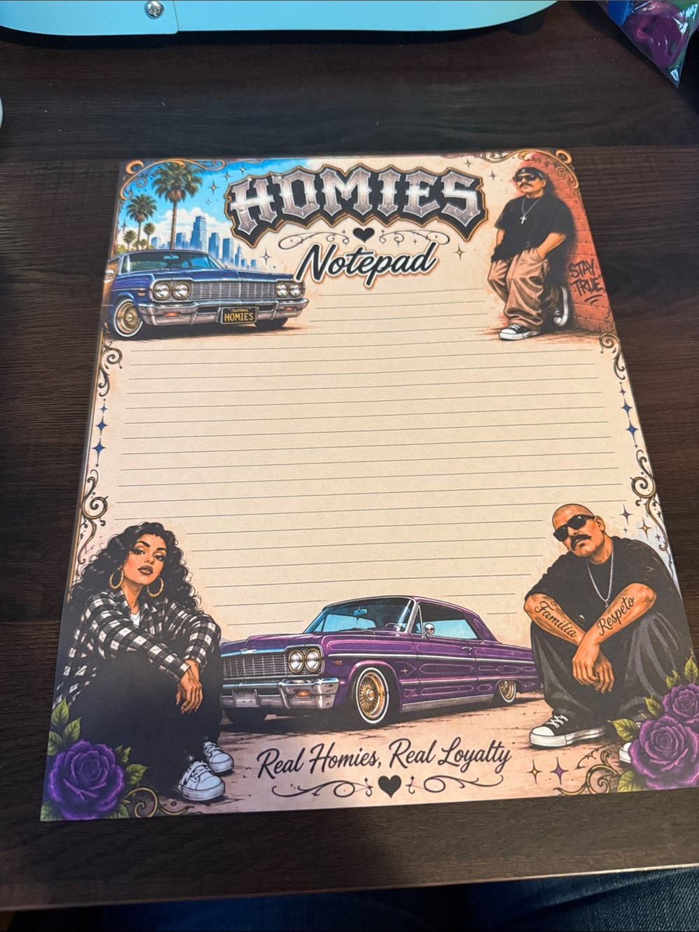 50 pages— Homie Purple & Blue Notepad